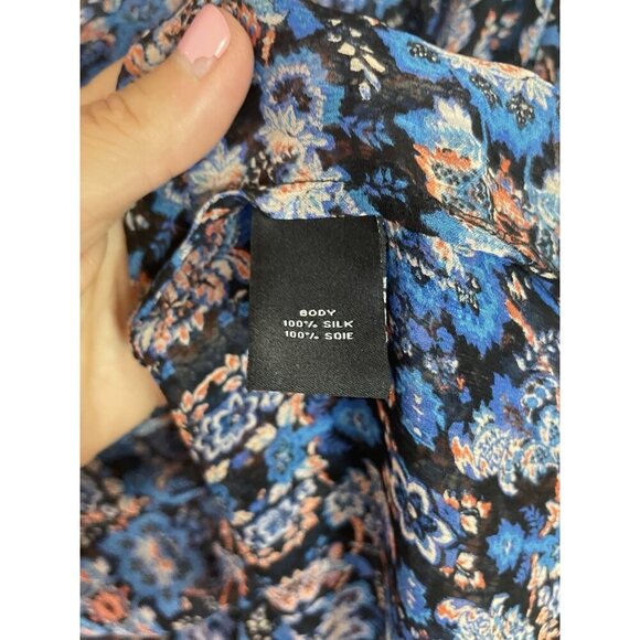 Ella Moss Silk Bohemian Blouse Sz L Flowy Sheer Fairy Summer Casual Peasant Top - Picture 3 of 6